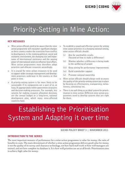 Priority-Setting in Mine Action: Establishing the Prioritisation System and Adapting it over time