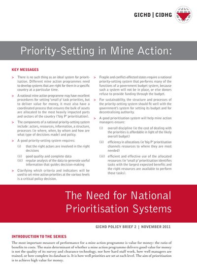 Priority-Setting in Mine Action: The Need for National Prioritisation Systems